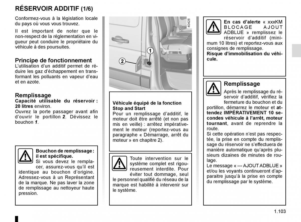 Renault Master III 3 manuel du proprietaire / page 109