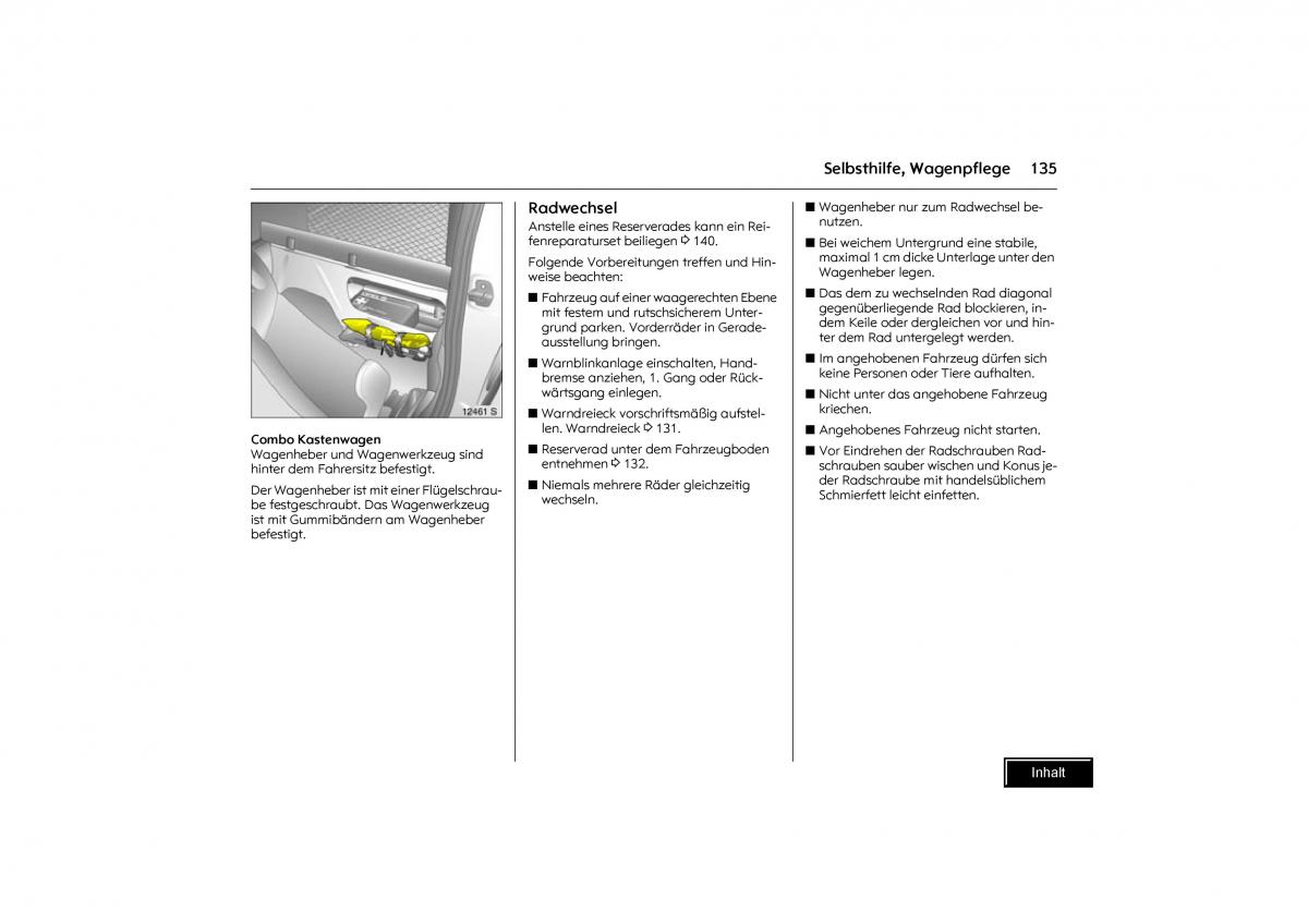 Opel Combo C Handbuch / page 136