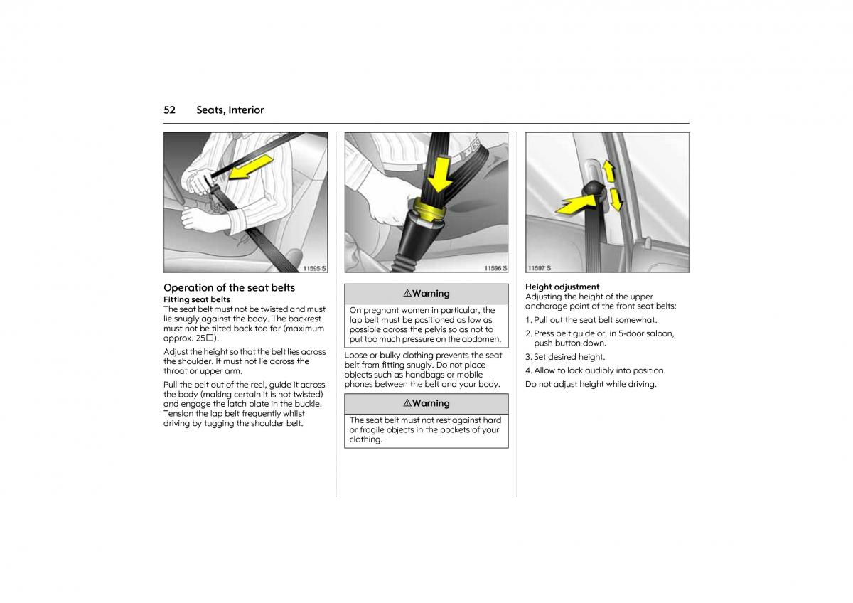 Opel Combo C owners manual / page 58