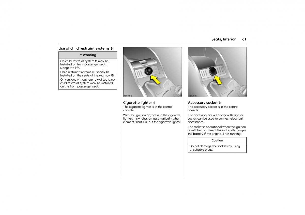 Opel Combo C owners manual / page 67