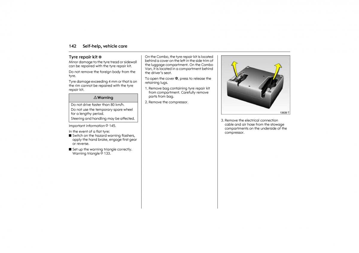 Opel Combo C owners manual / page 148