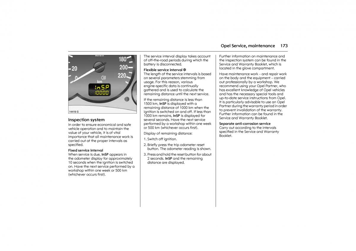 Opel Combo C owners manual / page 179