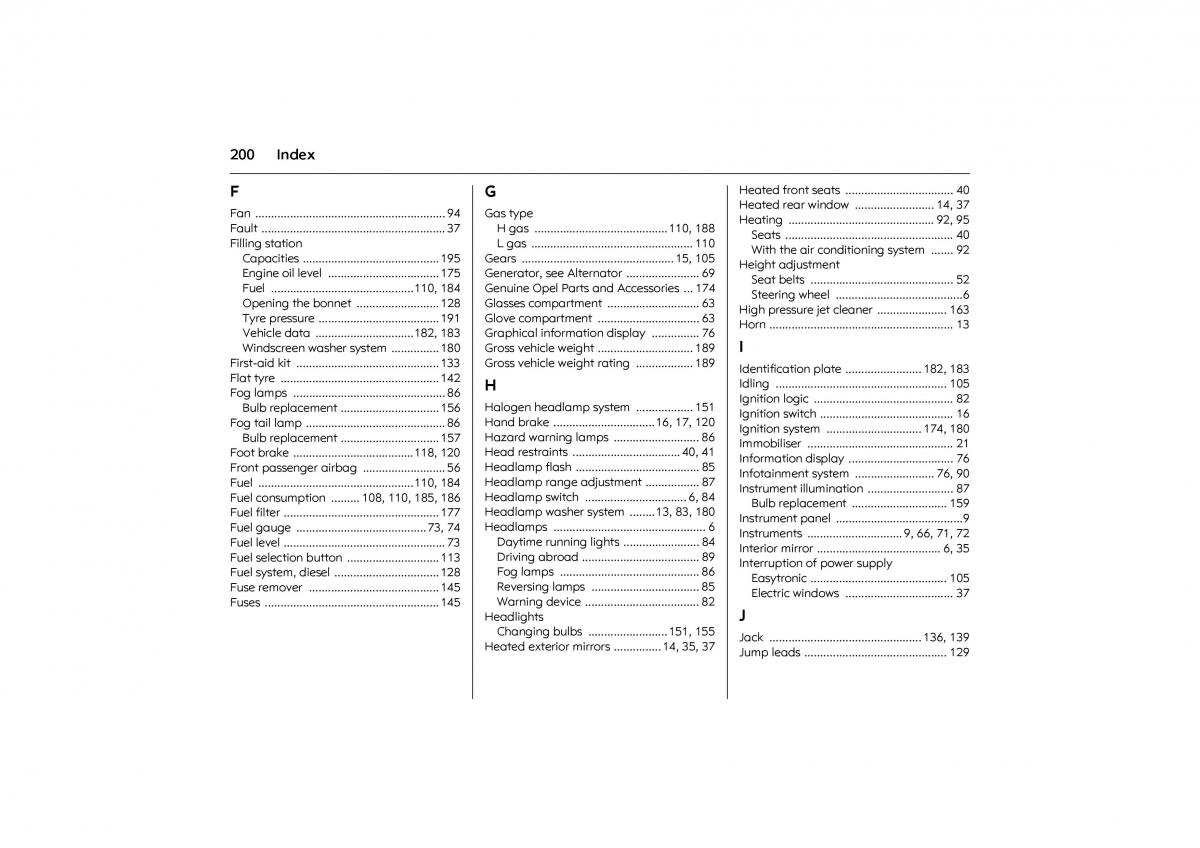 Opel Combo C owners manual / page 206