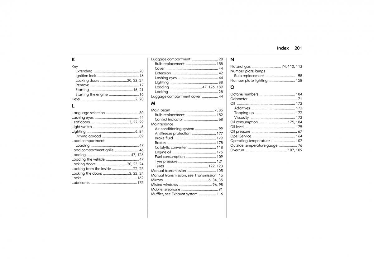 Opel Combo C owners manual / page 207