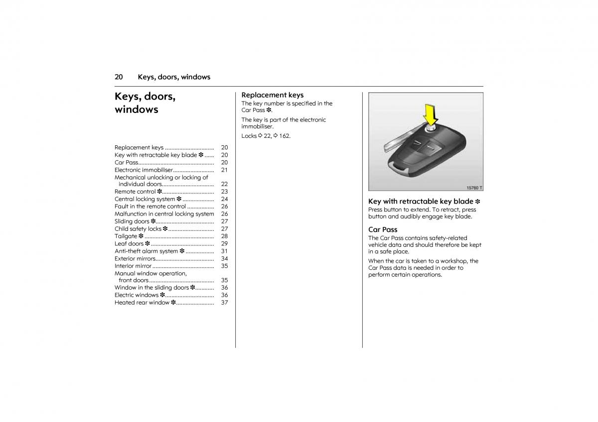 Opel Combo C owners manual / page 26