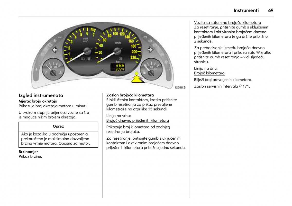 Opel Combo C vlasnicko uputstvo / page 73