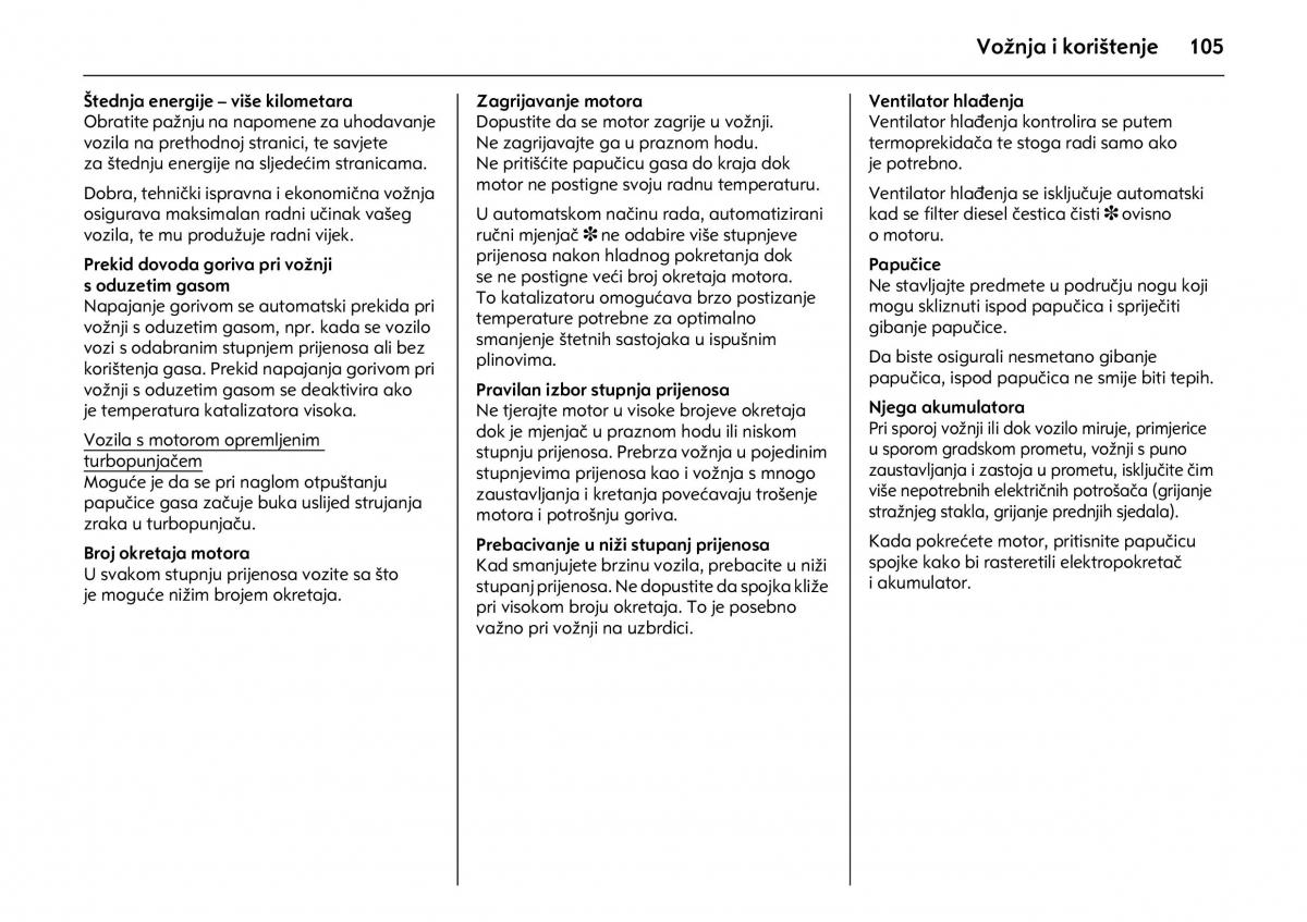 Opel Combo C vlasnicko uputstvo / page 109