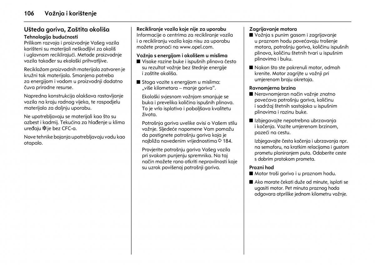 Opel Combo C vlasnicko uputstvo / page 110