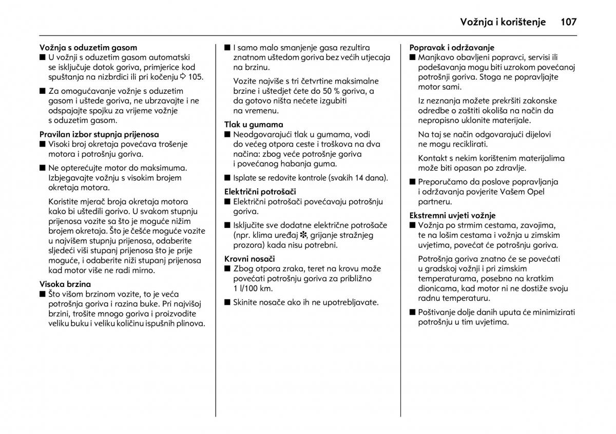 Opel Combo C vlasnicko uputstvo / page 111