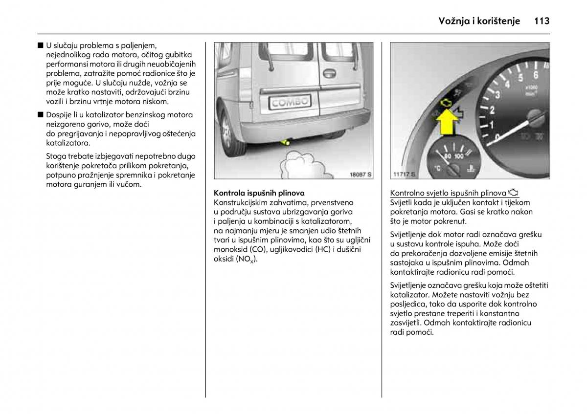 Opel Combo C vlasnicko uputstvo / page 117