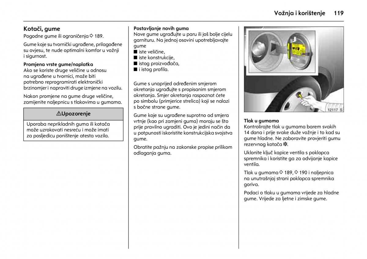 Opel Combo C vlasnicko uputstvo / page 123