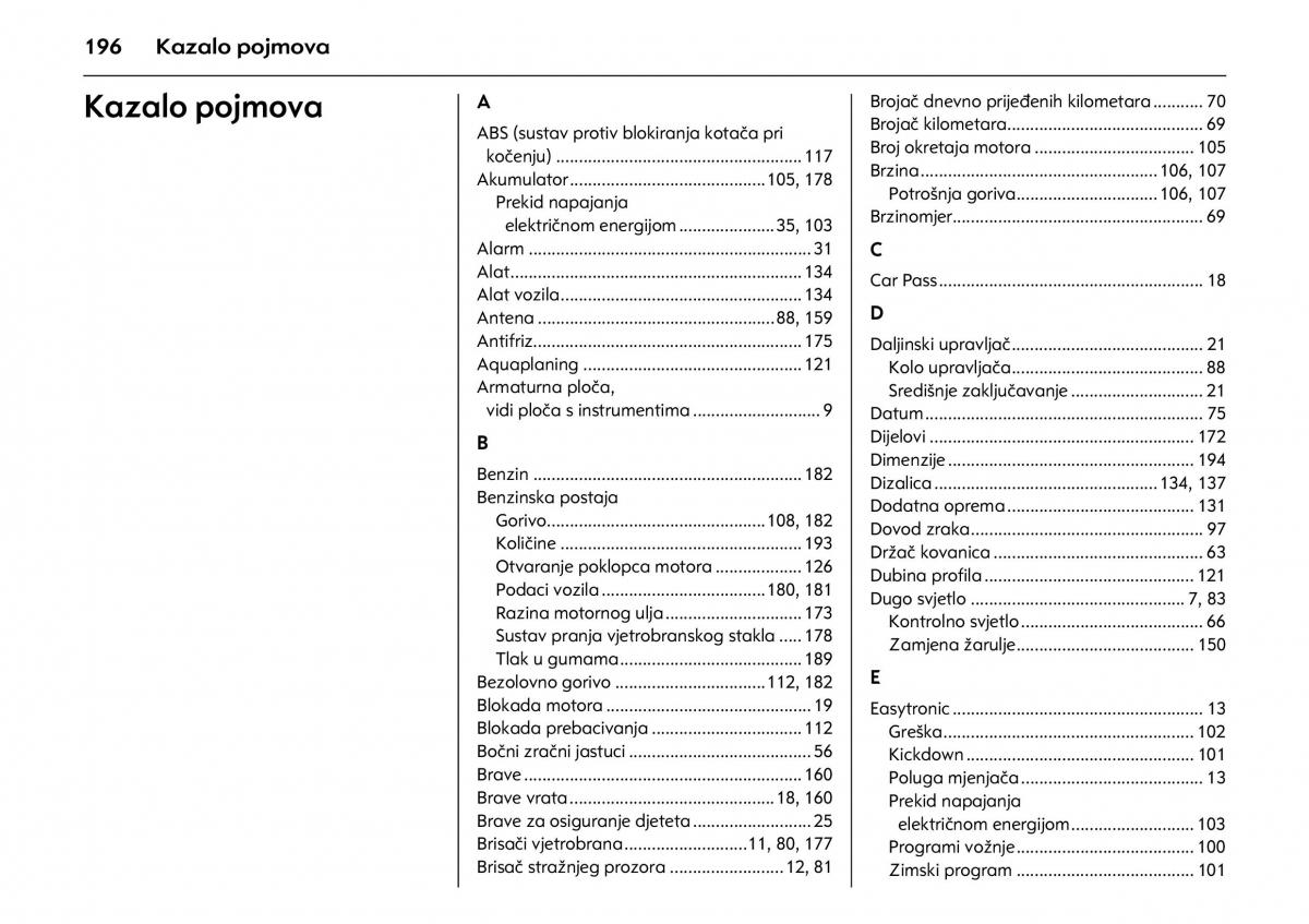 Opel Combo C vlasnicko uputstvo / page 200