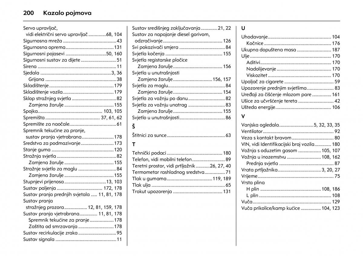 Opel Combo C vlasnicko uputstvo / page 204