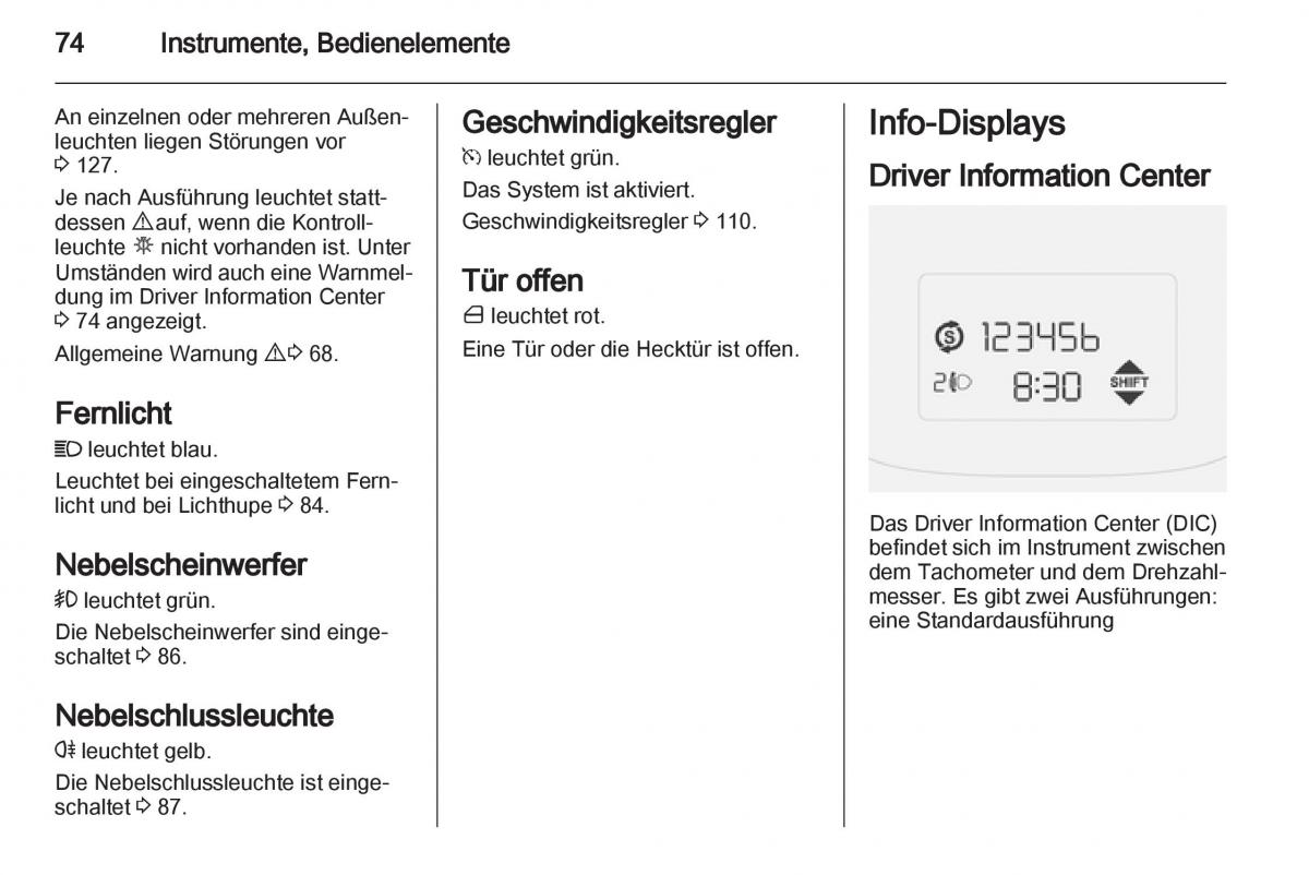 Opel Combo D Handbuch / page 76