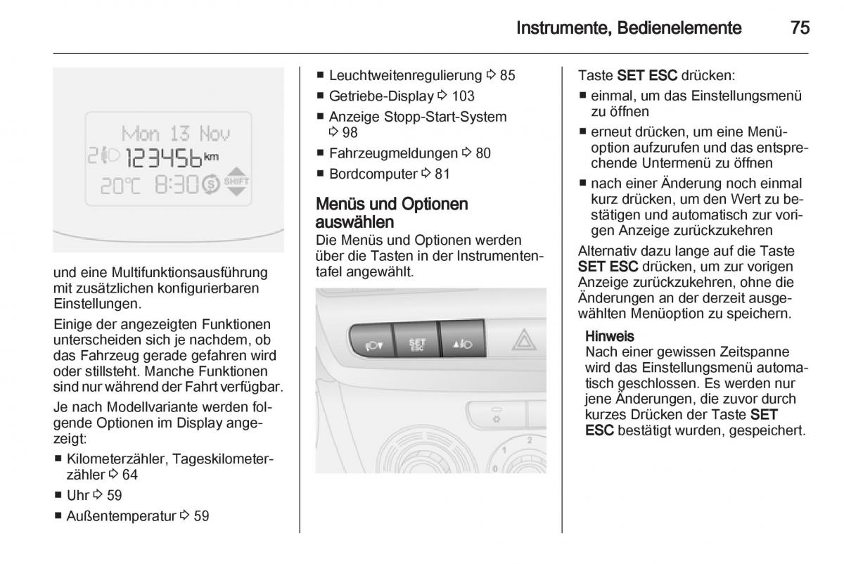 Opel Combo D Handbuch / page 77