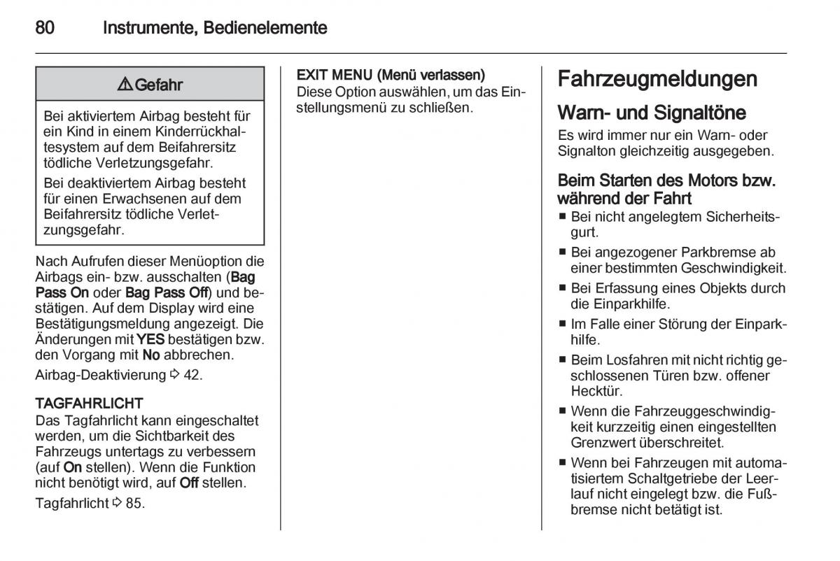 Opel Combo D Handbuch / page 82