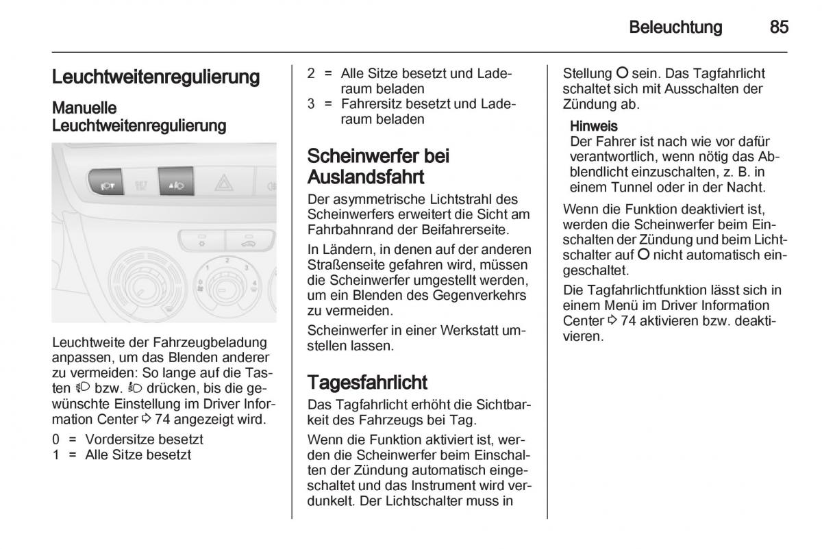 Opel Combo D Handbuch / page 87