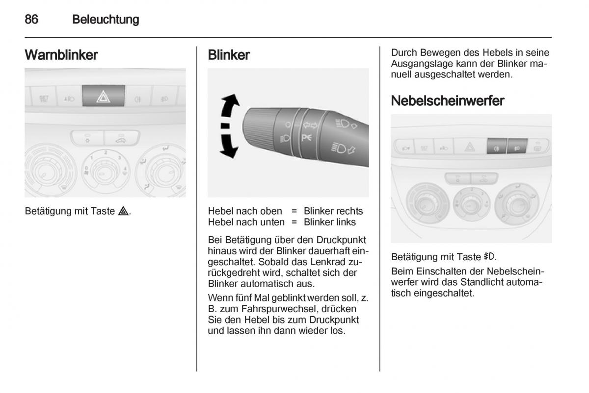 Opel Combo D Handbuch / page 88