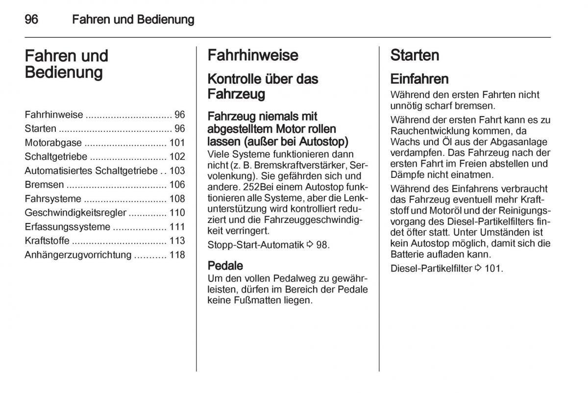 Opel Combo D Handbuch / page 98