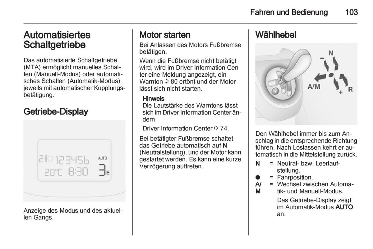 Opel Combo D Handbuch / page 105