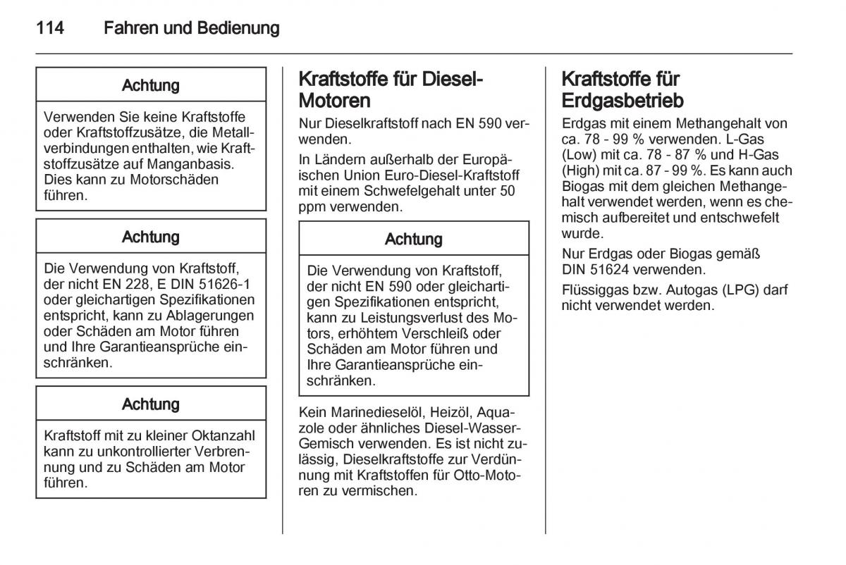 Opel Combo D Handbuch / page 116