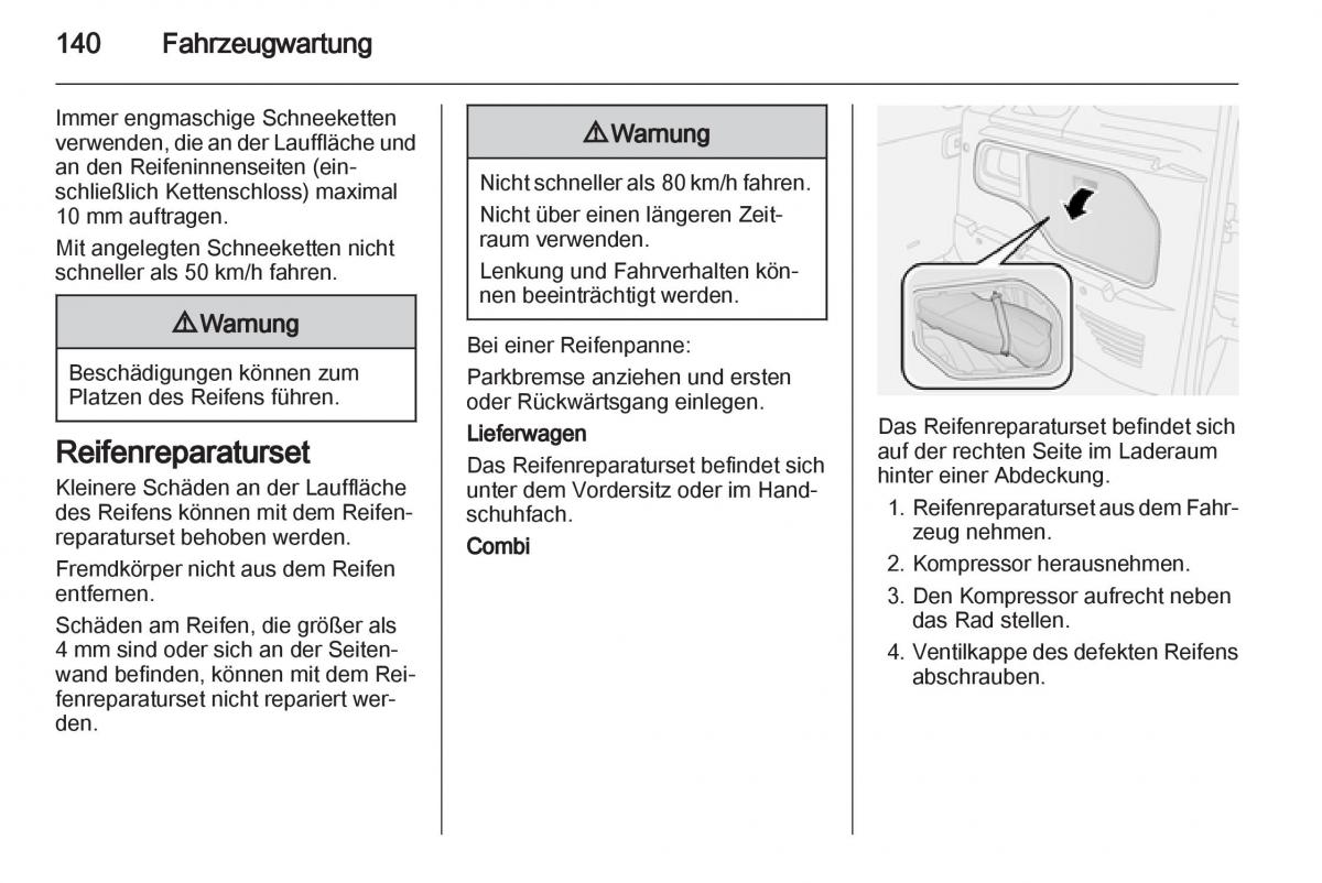 Opel Combo D Handbuch / page 142