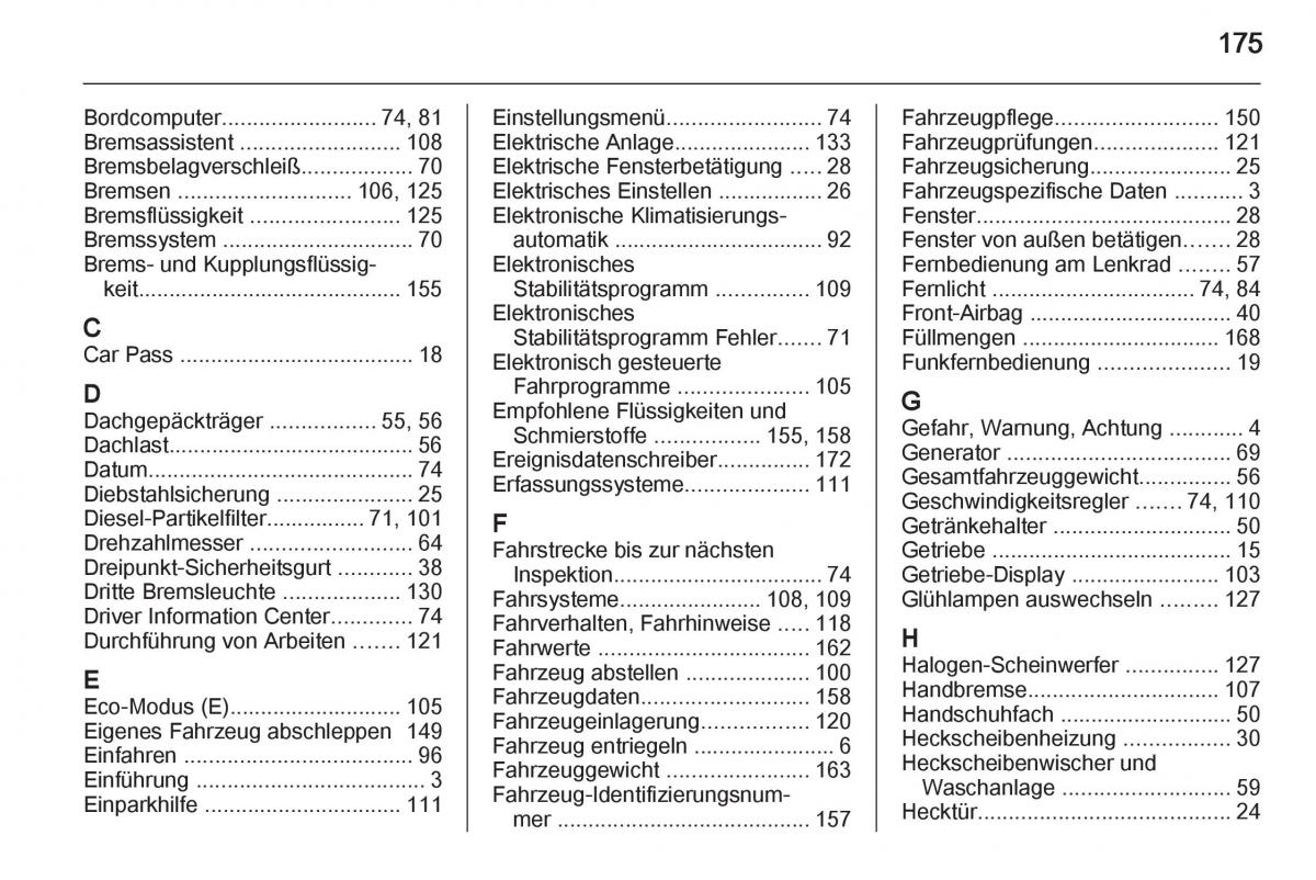 Opel Combo D Handbuch / page 177