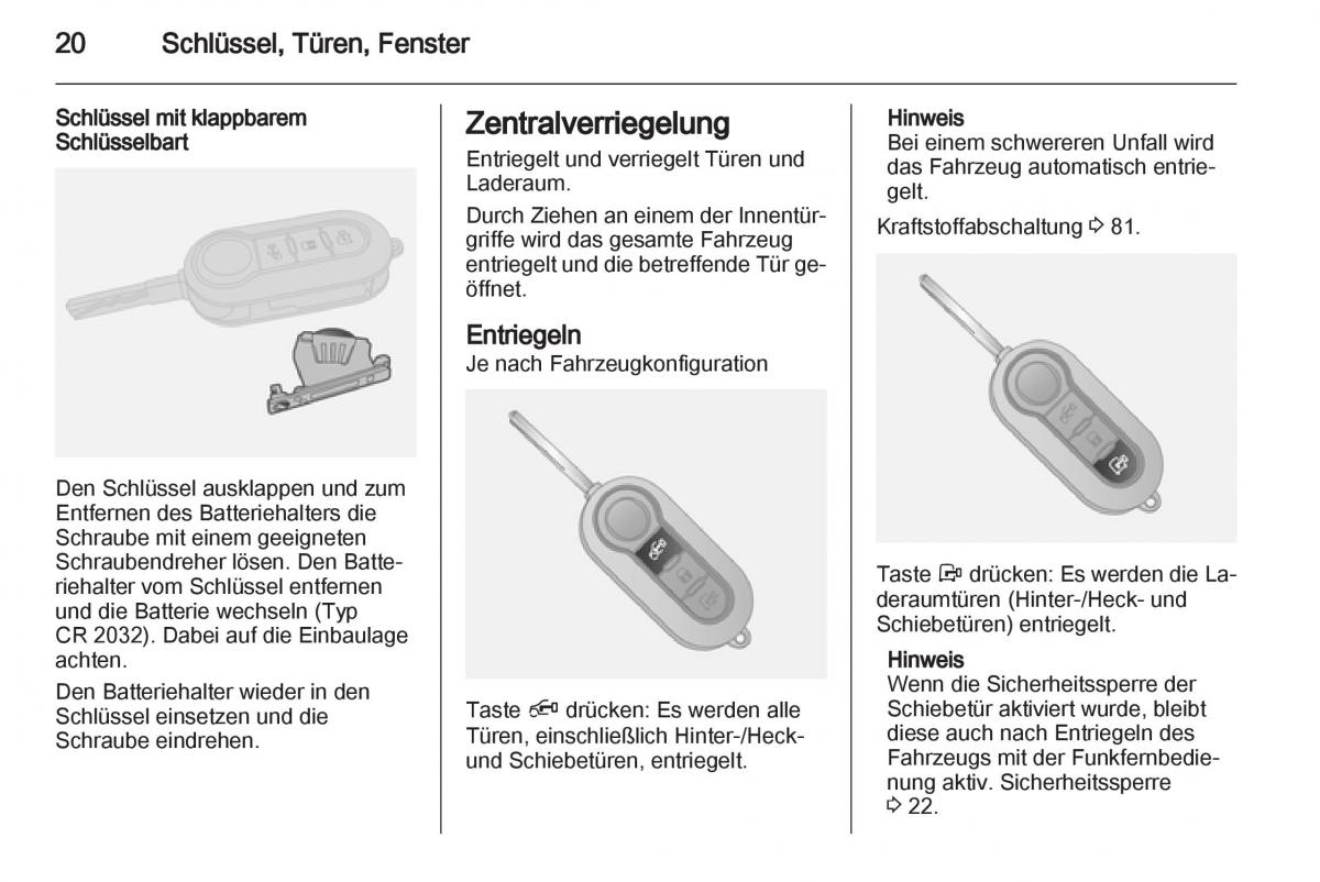 Opel Combo D Handbuch / page 22