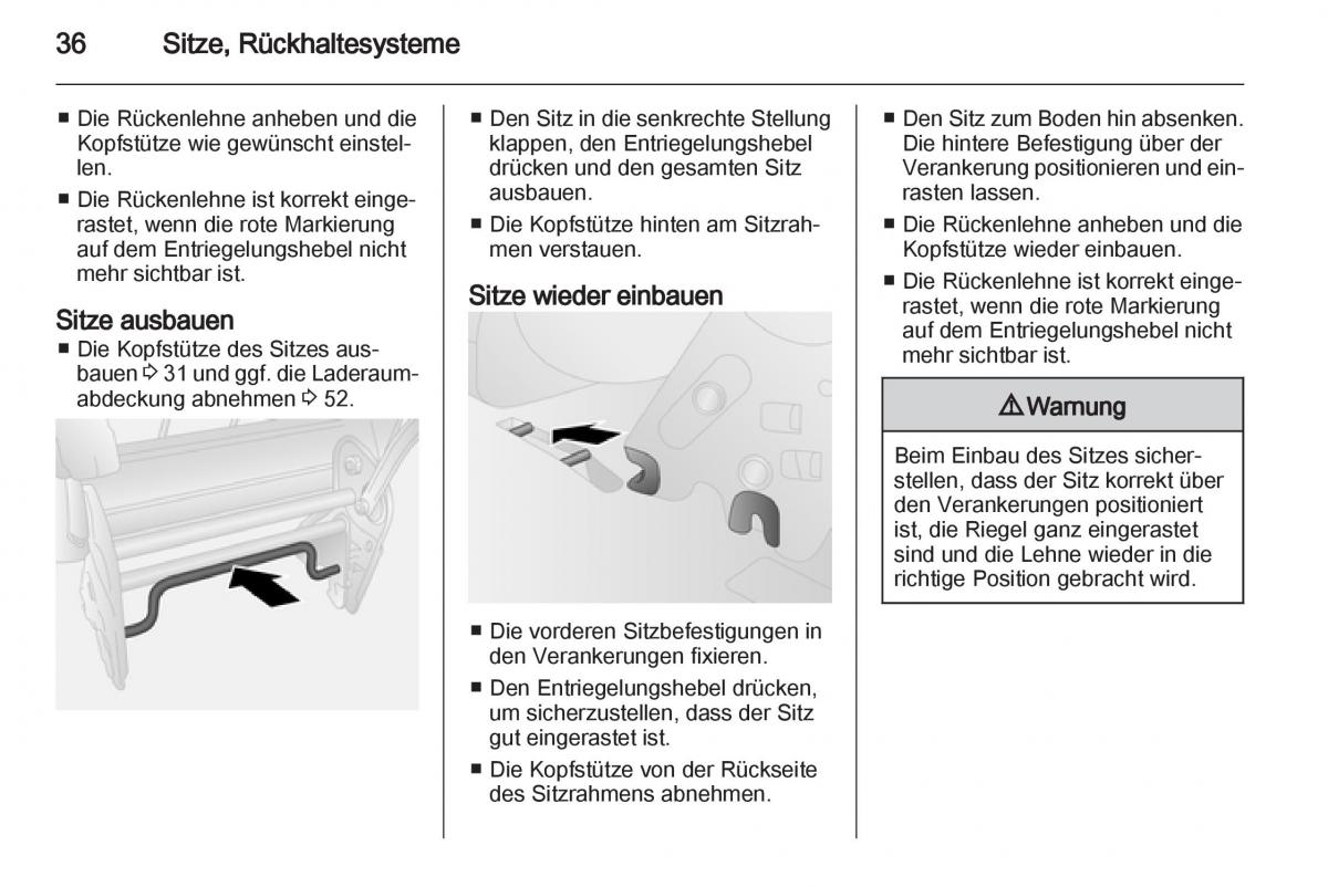 Opel Combo D Handbuch / page 38