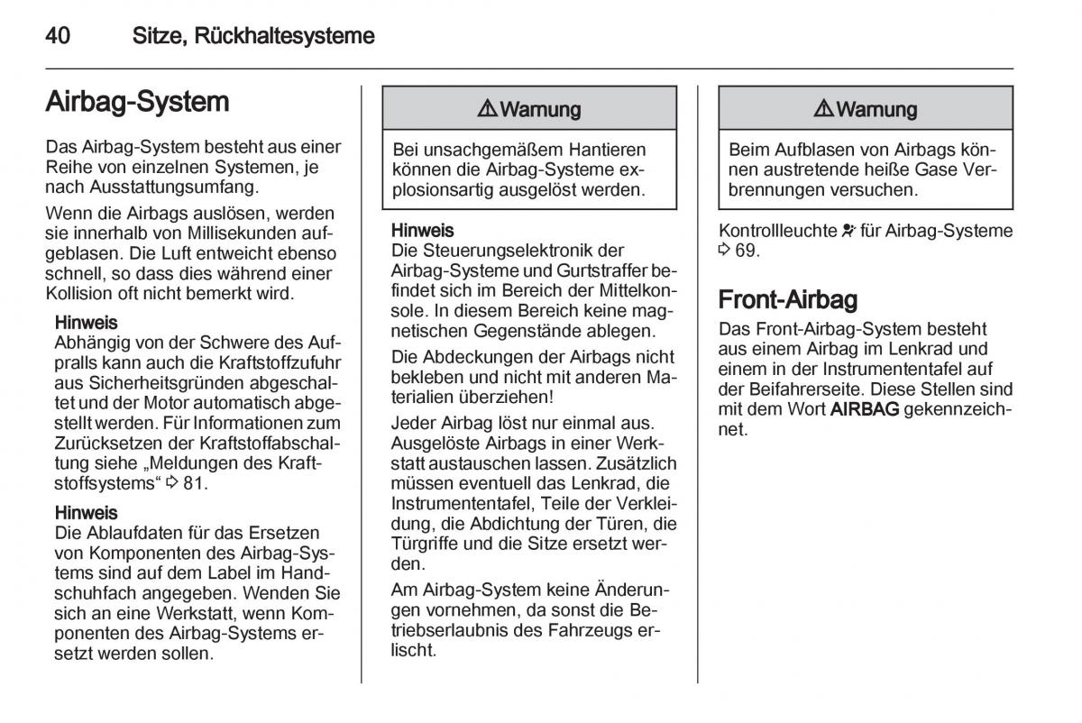 Opel Combo D Handbuch / page 42