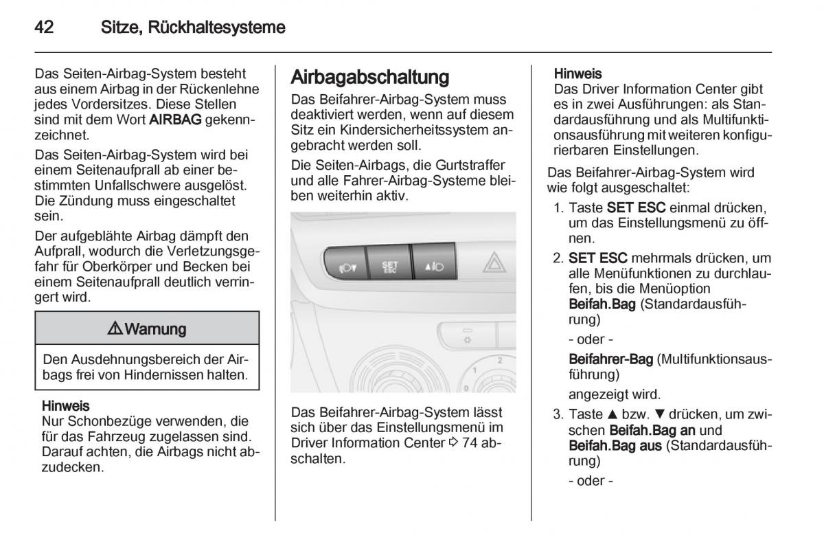 Opel Combo D Handbuch / page 44