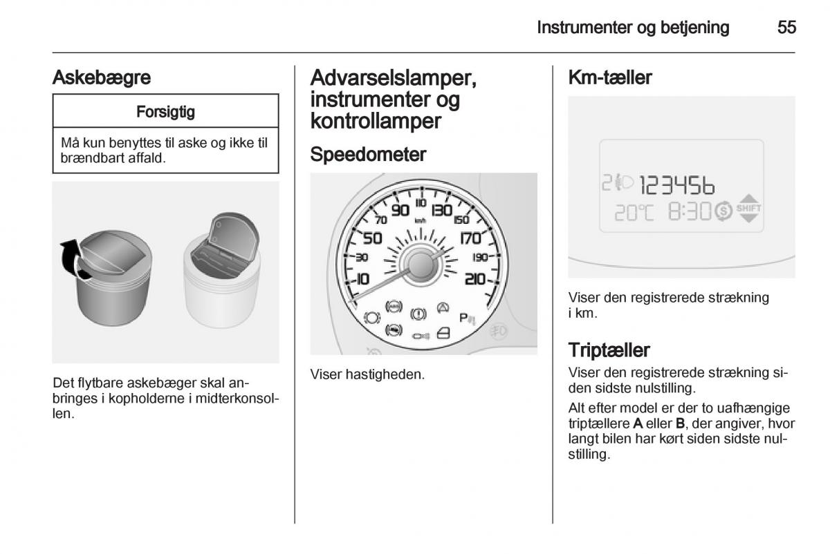 Opel Combo D Bilens instruktionsbog / page 57