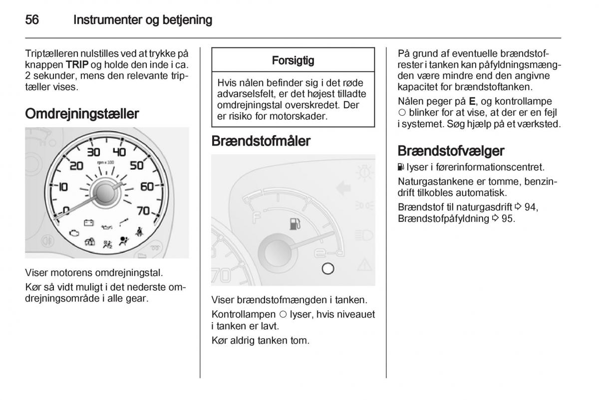 Opel Combo D Bilens instruktionsbog / page 58