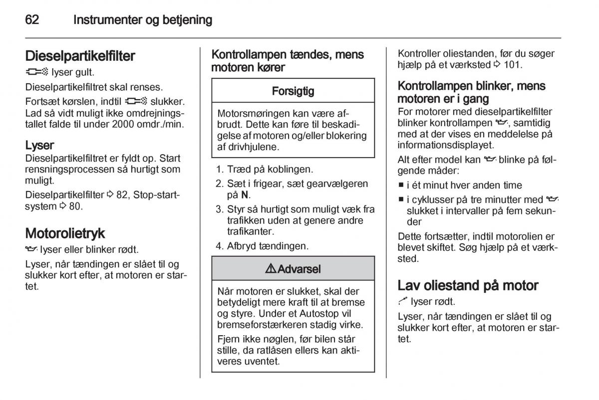 Opel Combo D Bilens instruktionsbog / page 64