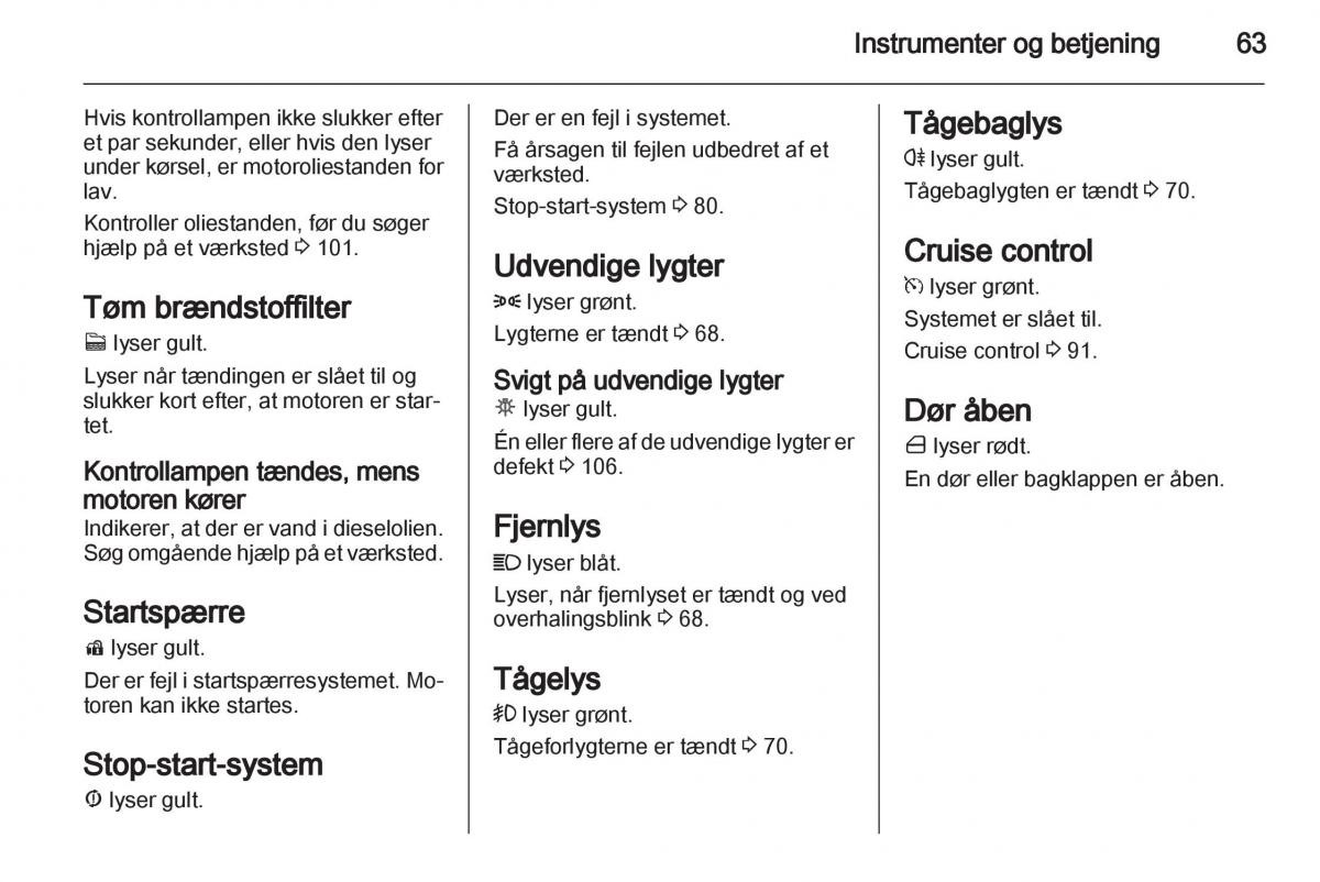 Opel Combo D Bilens instruktionsbog / page 65