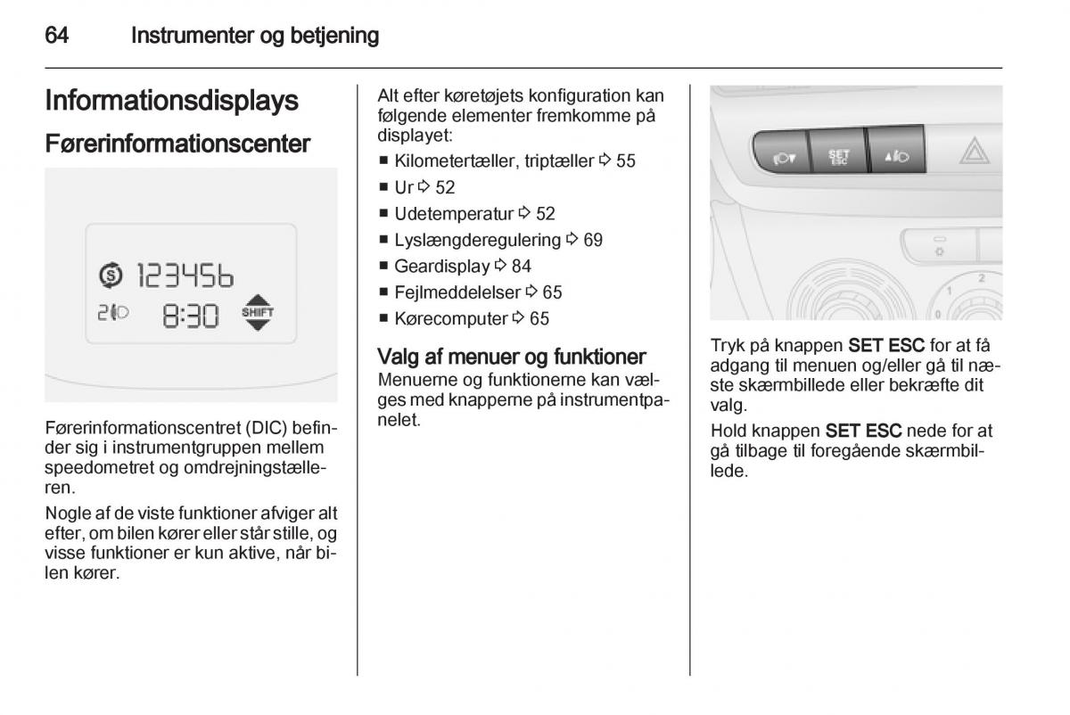 Opel Combo D Bilens instruktionsbog / page 66