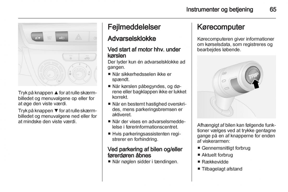 Opel Combo D Bilens instruktionsbog / page 67