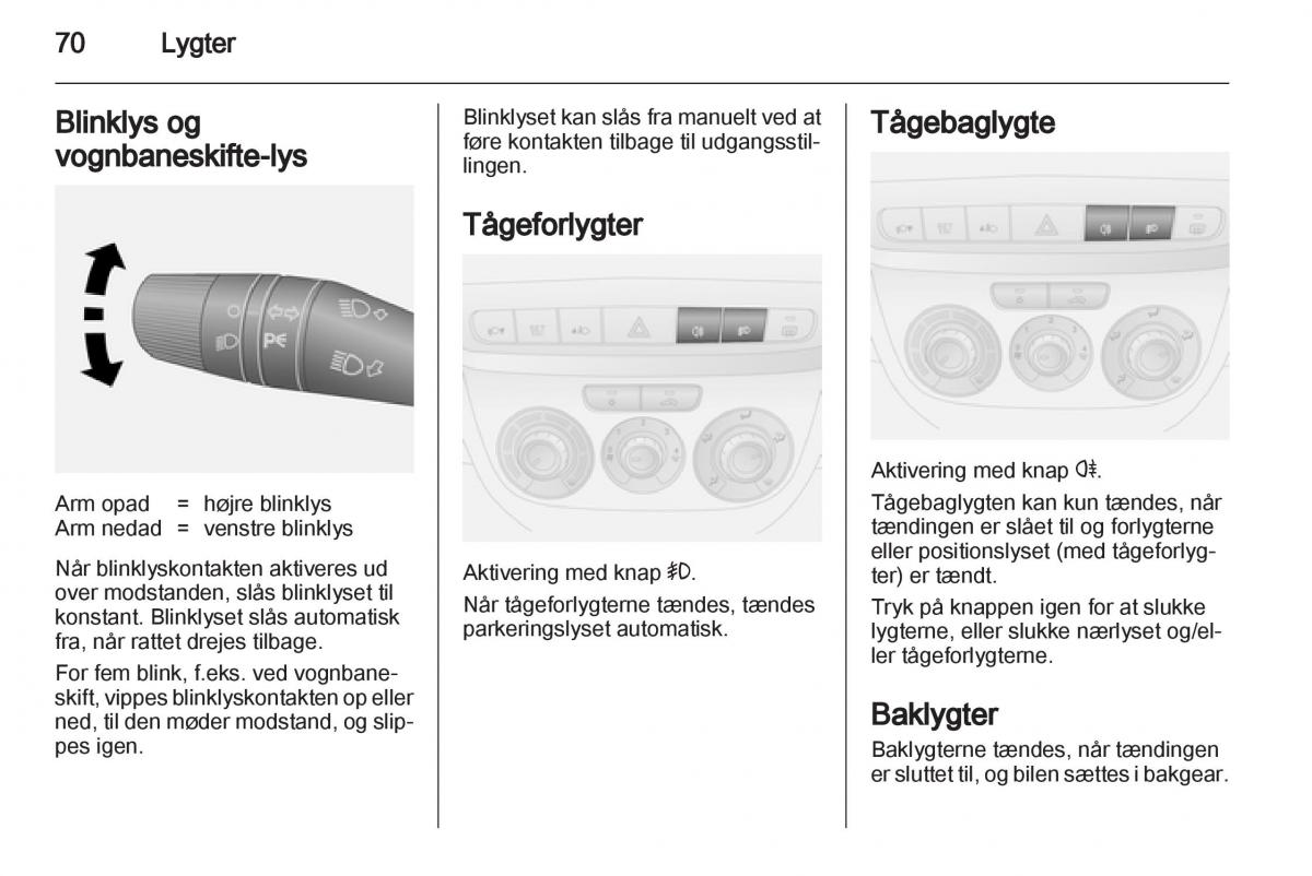 Opel Combo D Bilens instruktionsbog / page 72