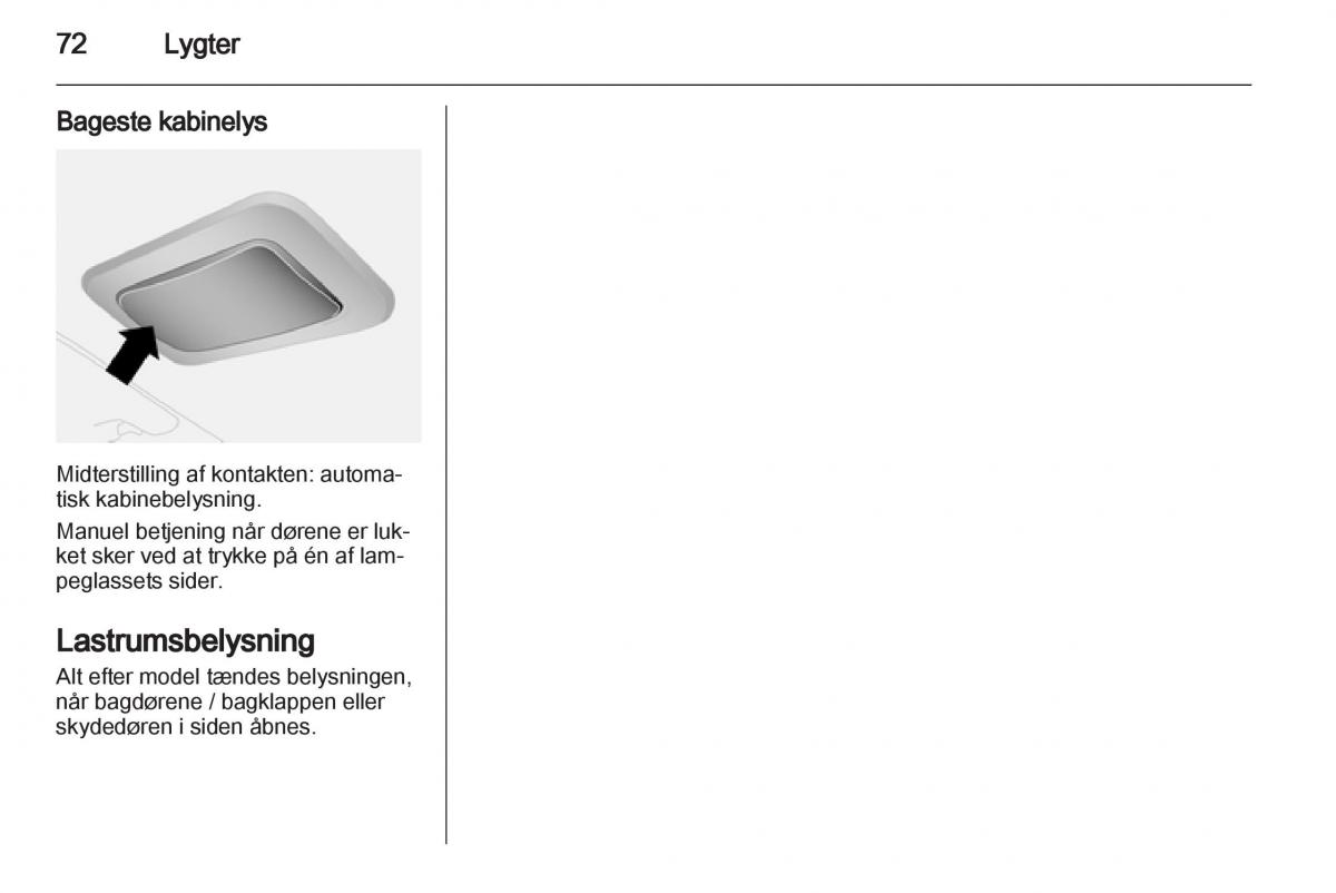 Opel Combo D Bilens instruktionsbog / page 74