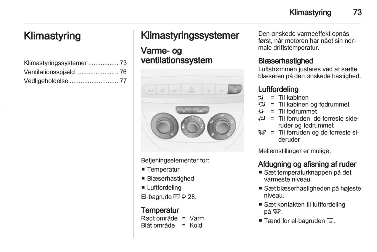 Opel Combo D Bilens instruktionsbog / page 75