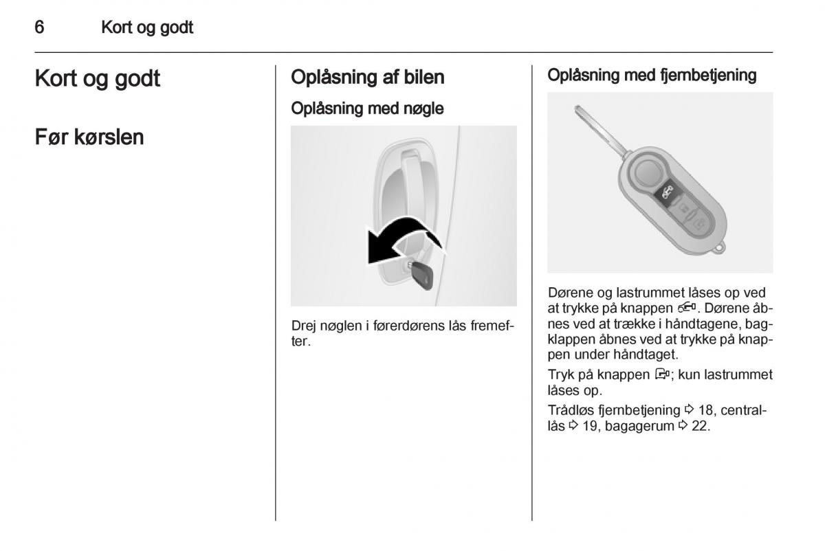 Opel Combo D Bilens instruktionsbog / page 8