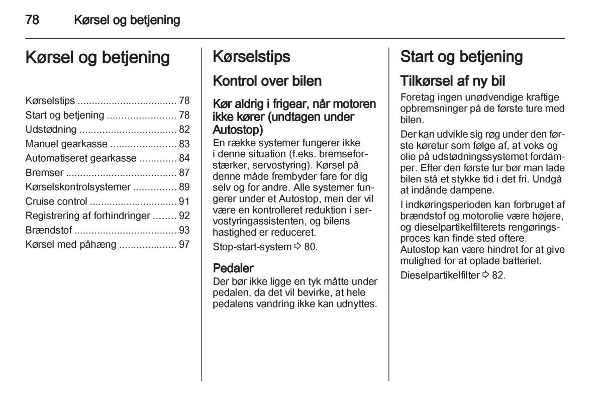 Opel Combo D Bilens instruktionsbog / page 80