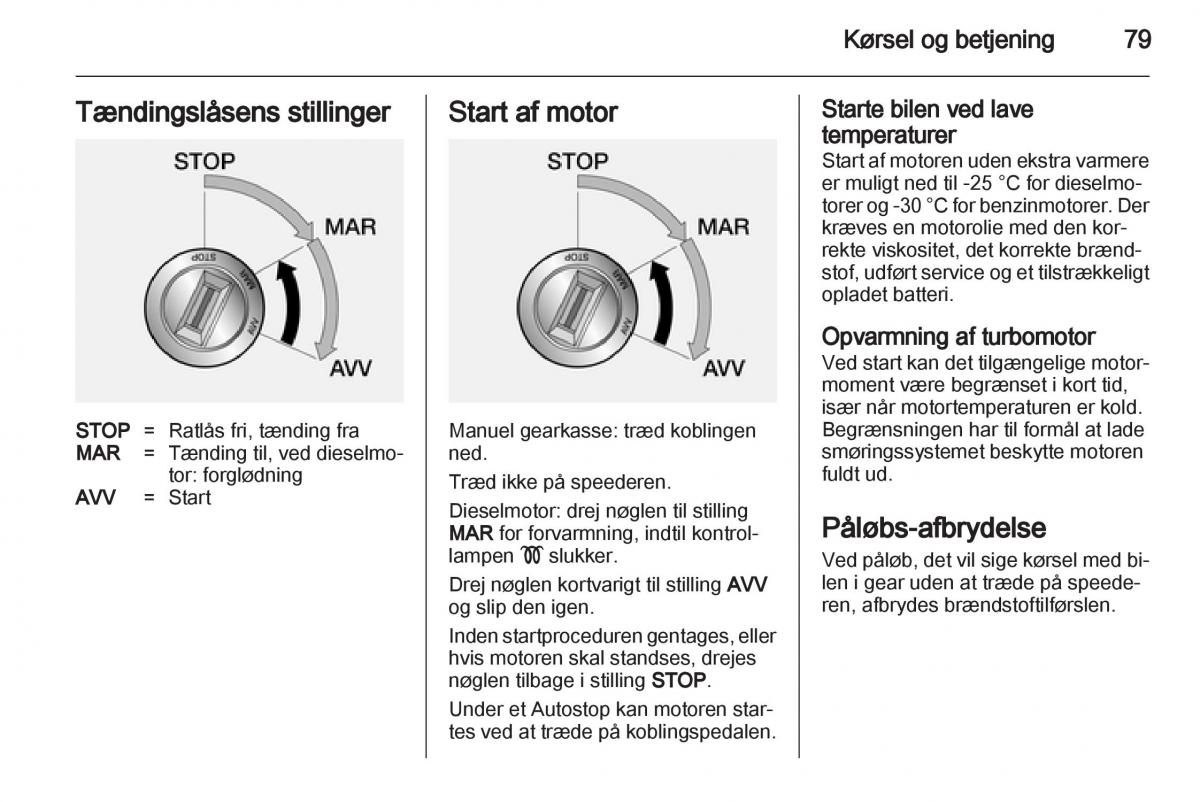 Opel Combo D Bilens instruktionsbog / page 81