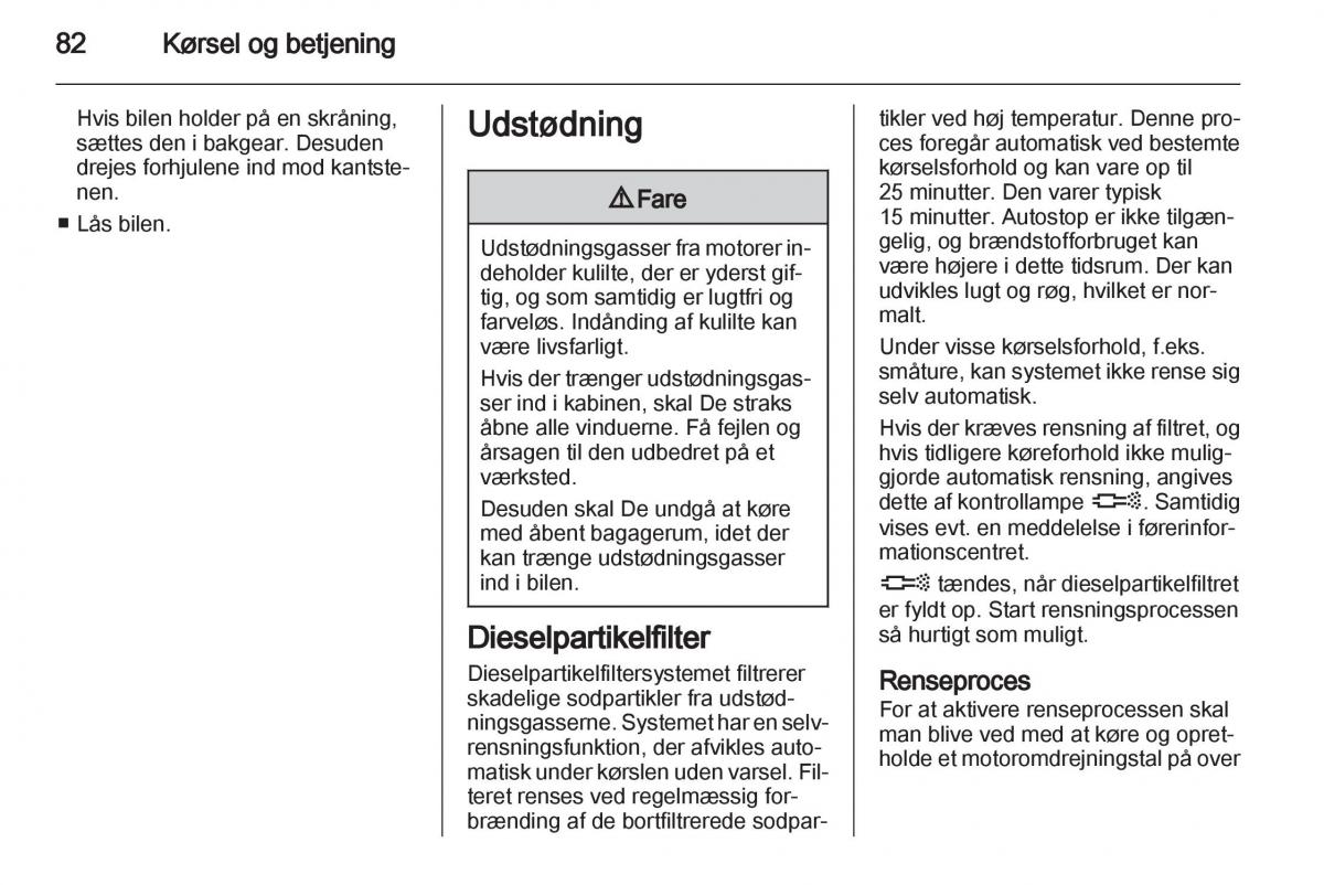 Opel Combo D Bilens instruktionsbog / page 84