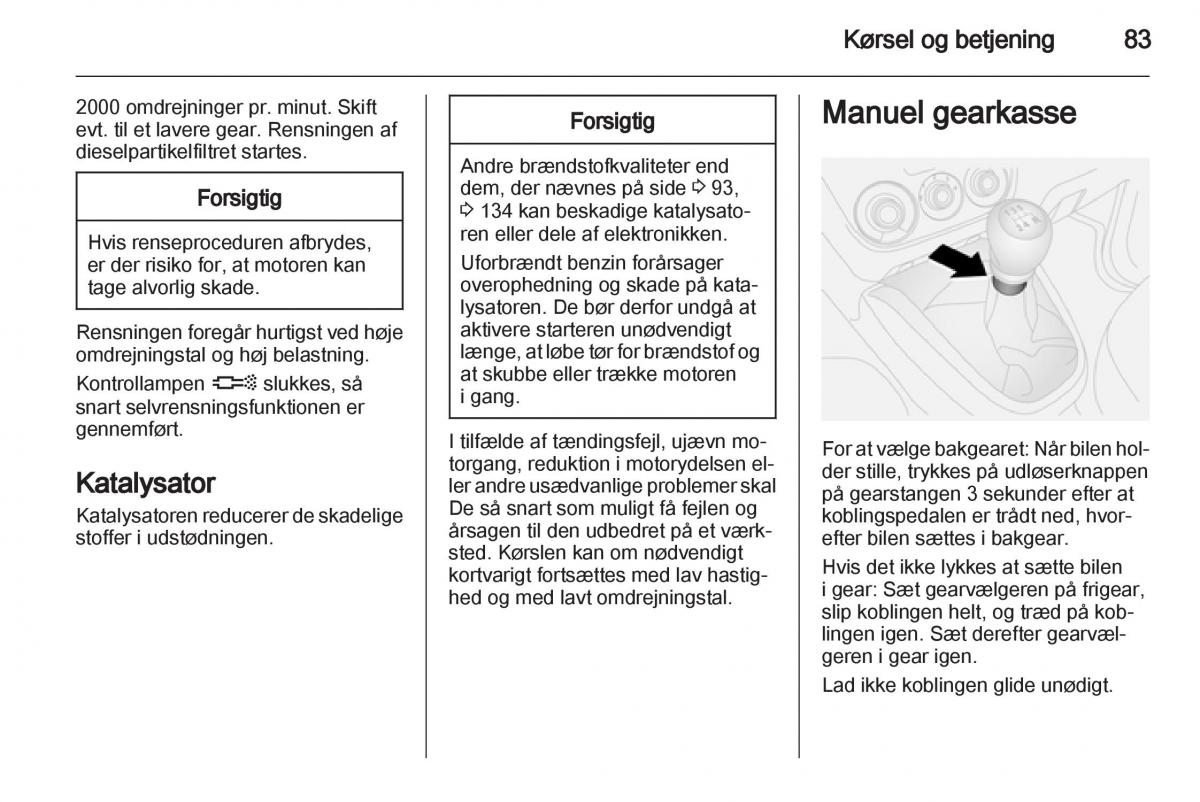 Opel Combo D Bilens instruktionsbog / page 85