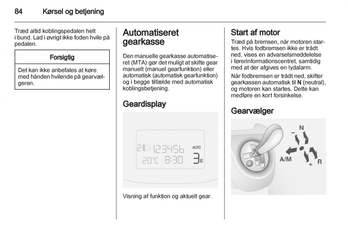 Opel Combo D Bilens instruktionsbog / page 86