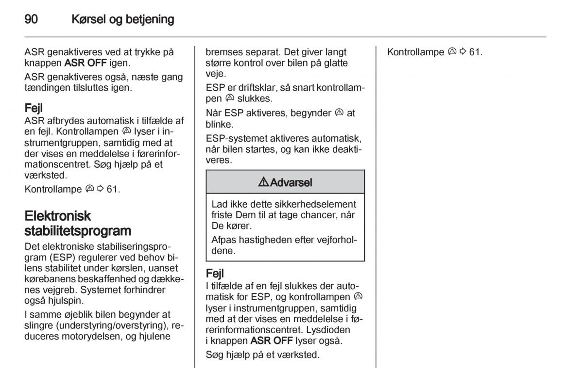 Opel Combo D Bilens instruktionsbog / page 92