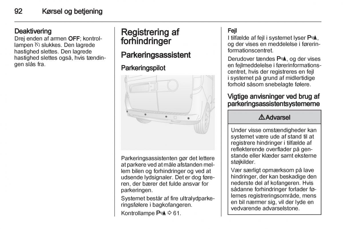 Opel Combo D Bilens instruktionsbog / page 94