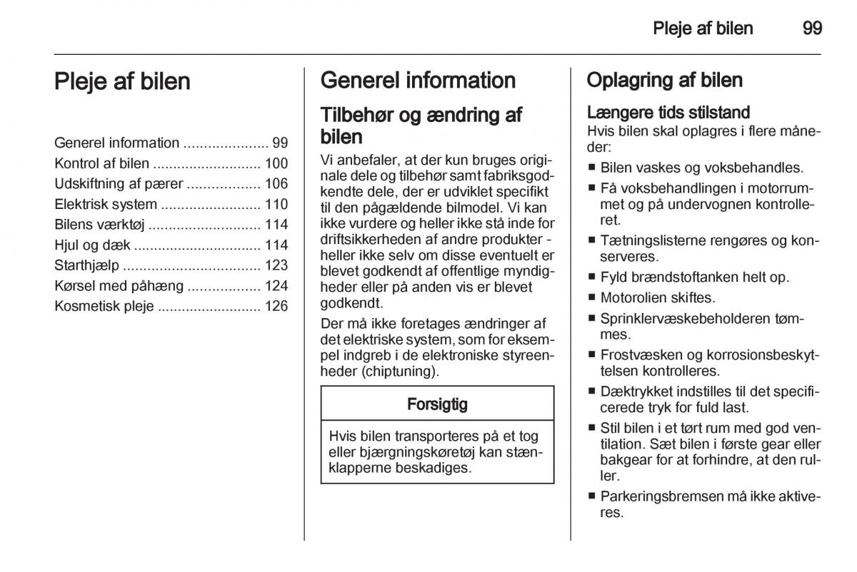 Opel Combo D Bilens instruktionsbog / page 101