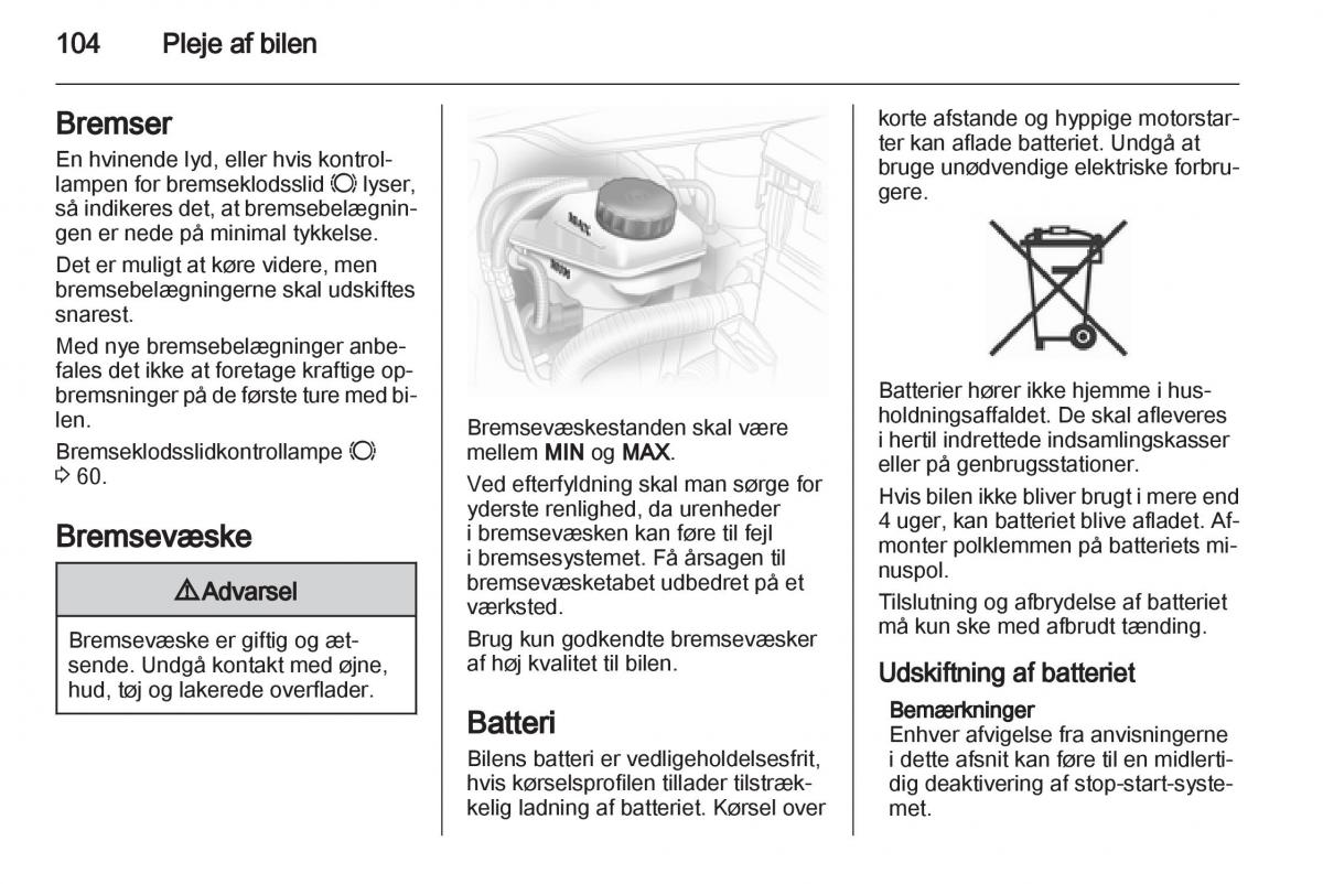 Opel Combo D Bilens instruktionsbog / page 106